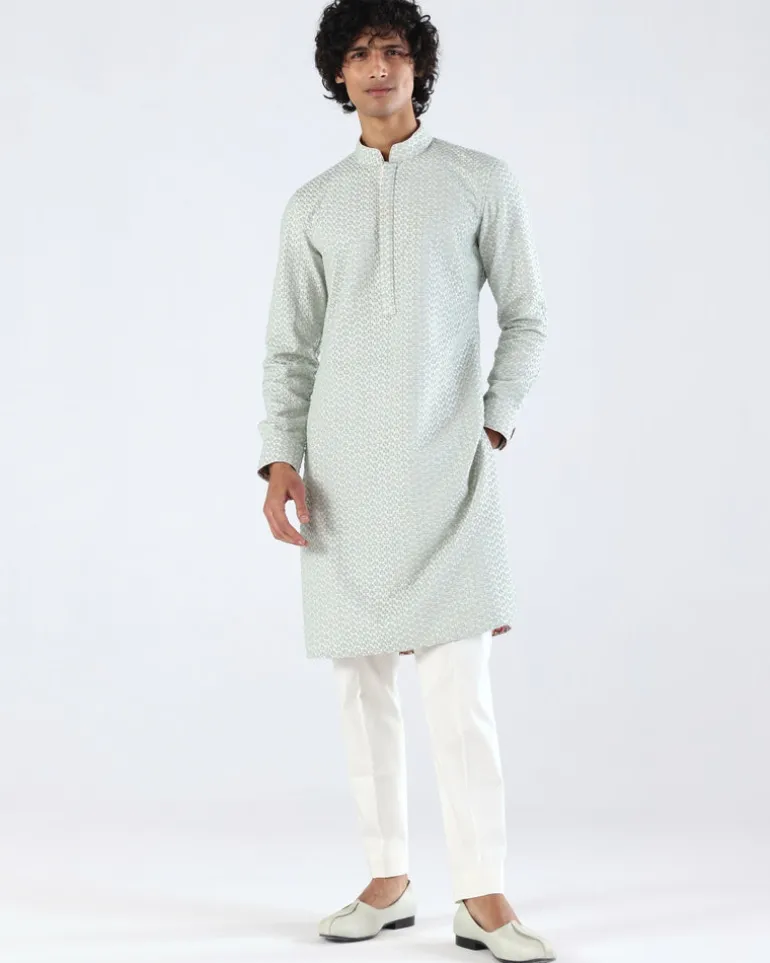 Sea Green Embroidery Kurta Set
