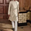 Sea Green Three Dimensional Floral Sherwani Set