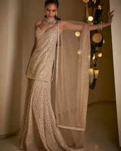Sequin Champagne Sharara Set