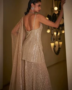 Sequin Champagne Sharara Set