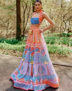 Serenity- Lilac Printed And Embellished Full Lehenga Set