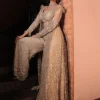 Shimmer Gray Jacket Sharara Set