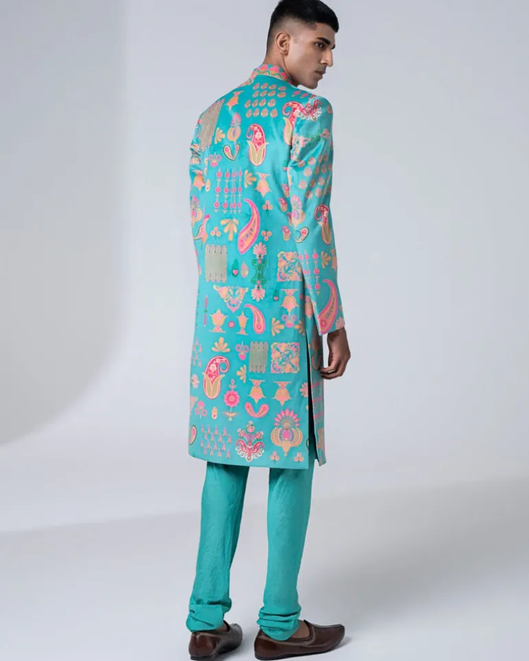 Signature Sea Green Sherwani Set