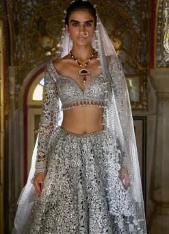 Silver Cut Work Lehenga Set