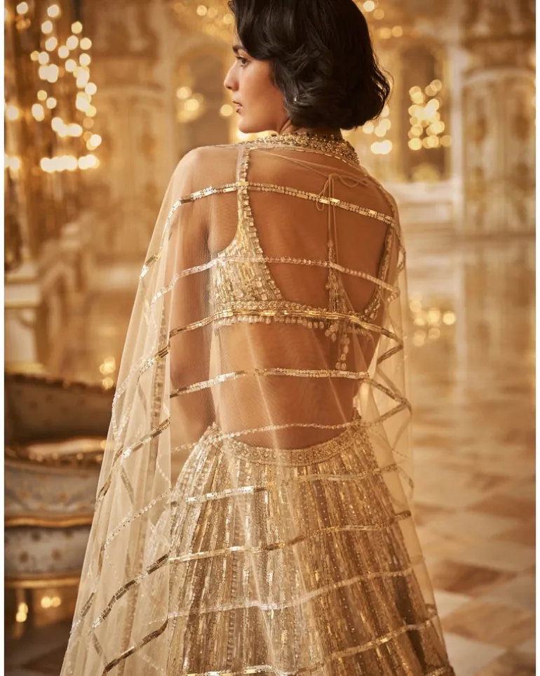 Silver Gold Crystal Lehenga Set