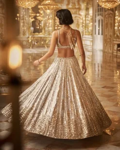Silver Gold Crystal Lehenga Set