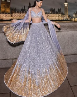 Silver Gold Sequin Lehenga Set