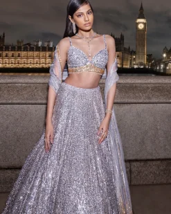 Silver Gold Sequin Lehenga Set