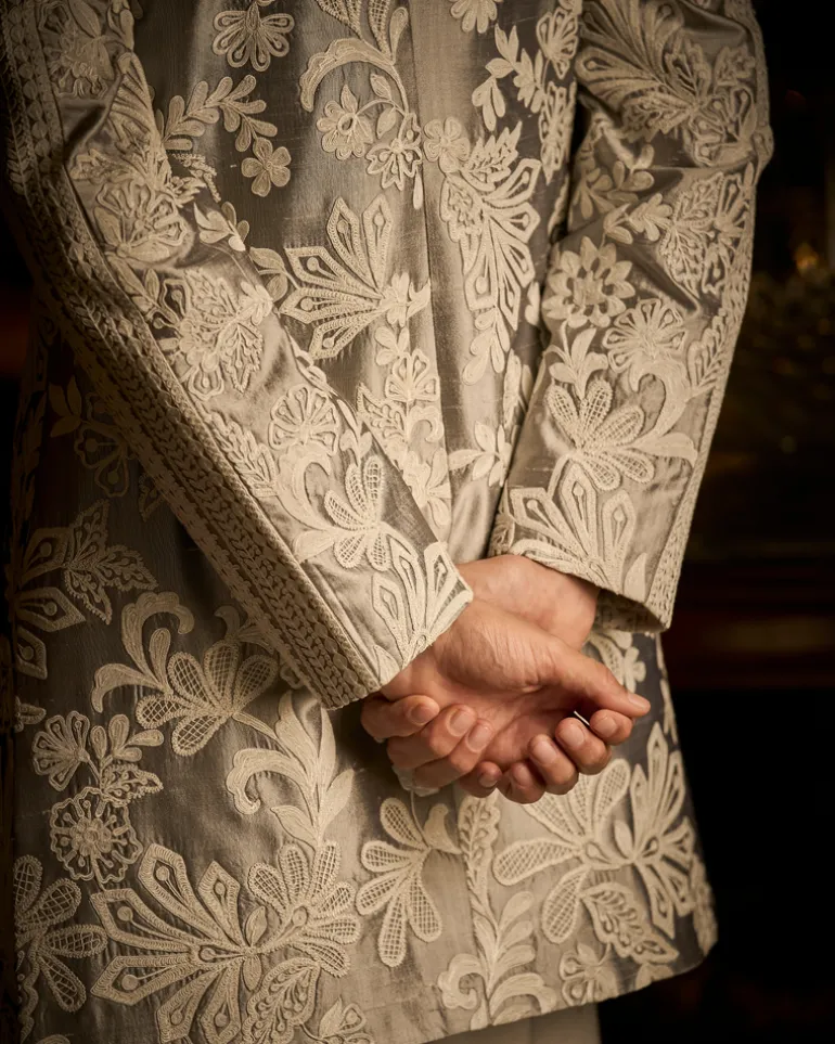 Silver Grey Open Jacket Set