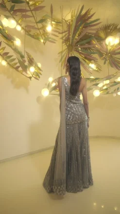Silver Grey Sequin Sharara Set