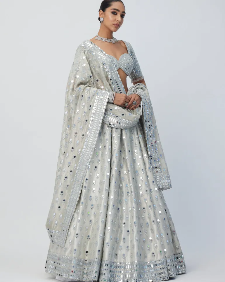 Silver Shimmer Organza Lehenga Set