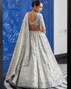 Silver Shimmer Organza Lehenga Set