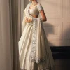 Silver Shimmer Organza Linear Lehenga Set