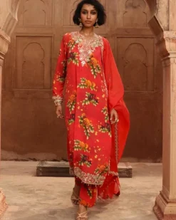 Sindoori Pine Print Kurta Set