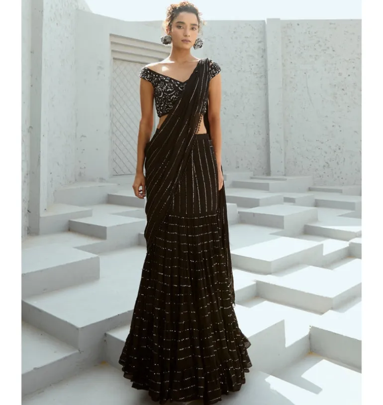 Sky Pre-Drape Sari Set