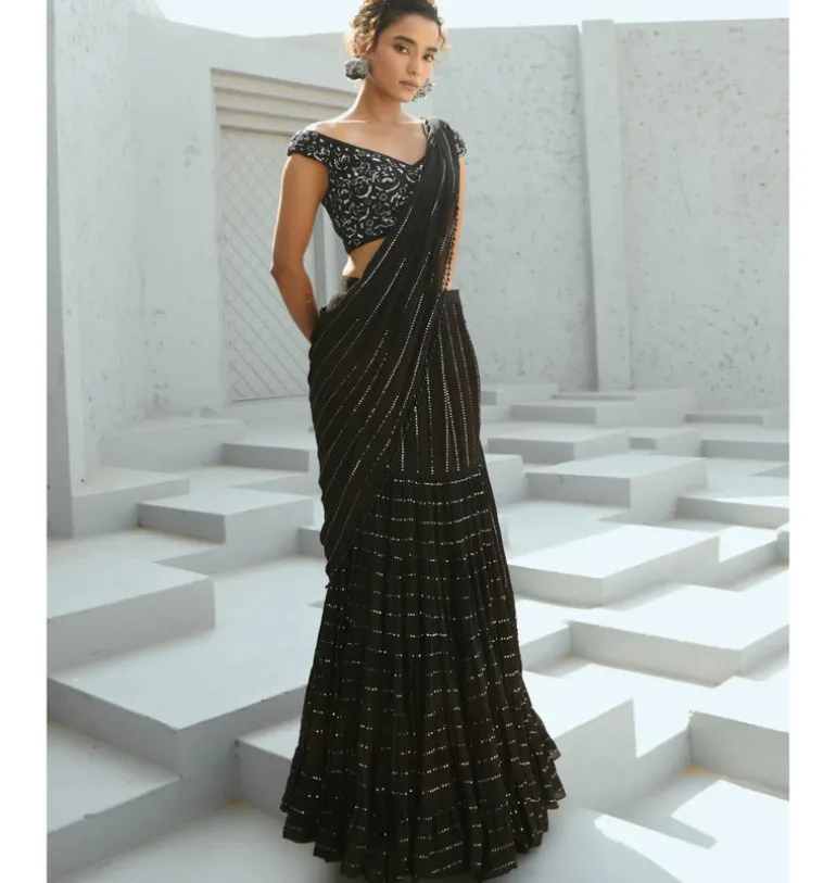 Sky Pre-Drape Sari Set