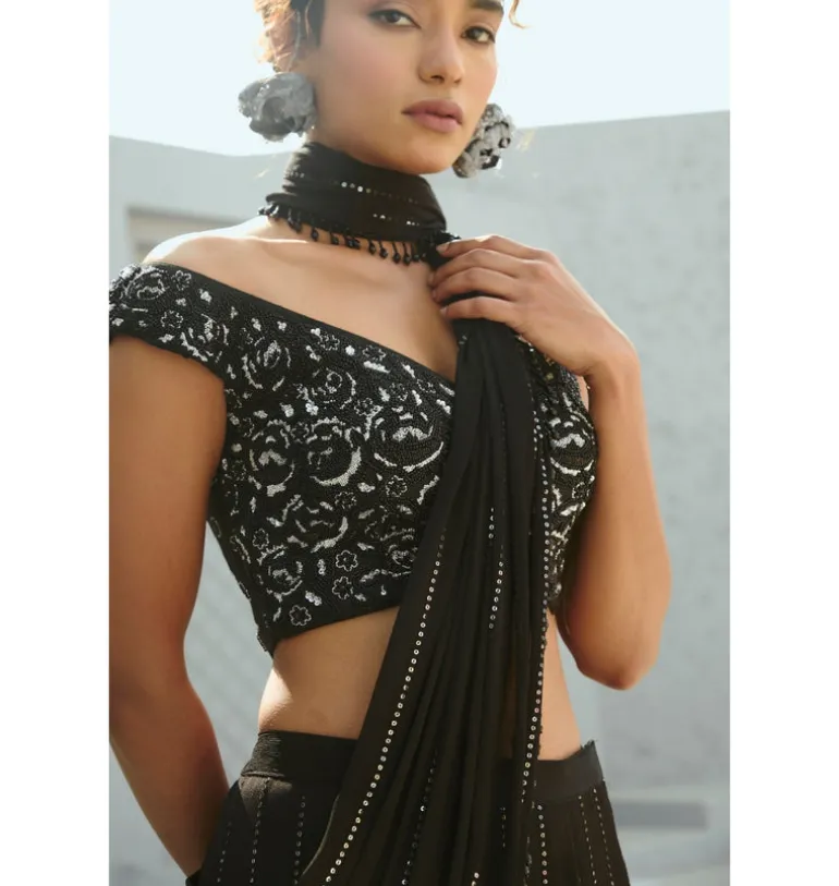 Sky Pre-Drape Sari Set