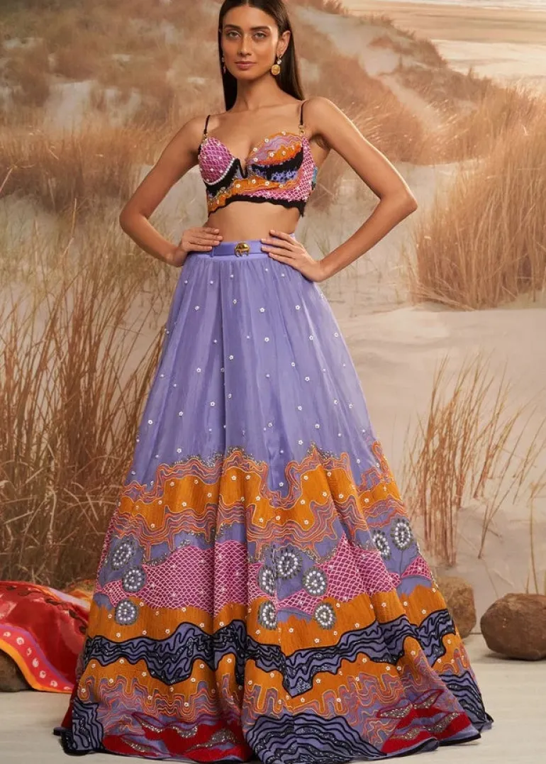 Sol Dusk Embroidered with Bustier Lehenga Set