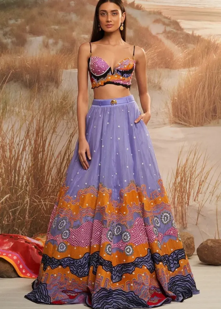 Sol Dusk Embroidered with Bustier Lehenga Set
