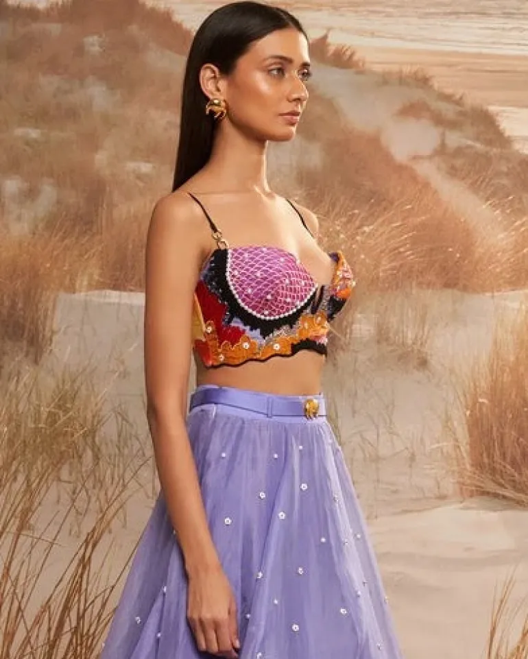 Sol Dusk Embroidered with Bustier Lehenga Set