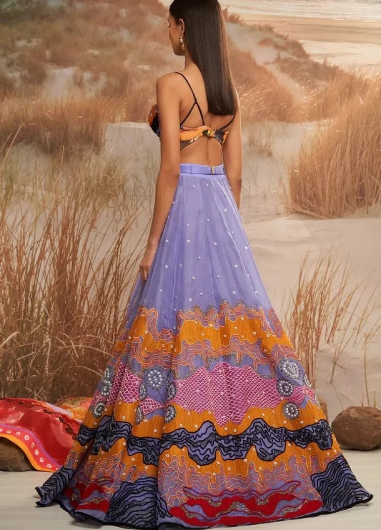 Sol Dusk Embroidered with Bustier Lehenga Set