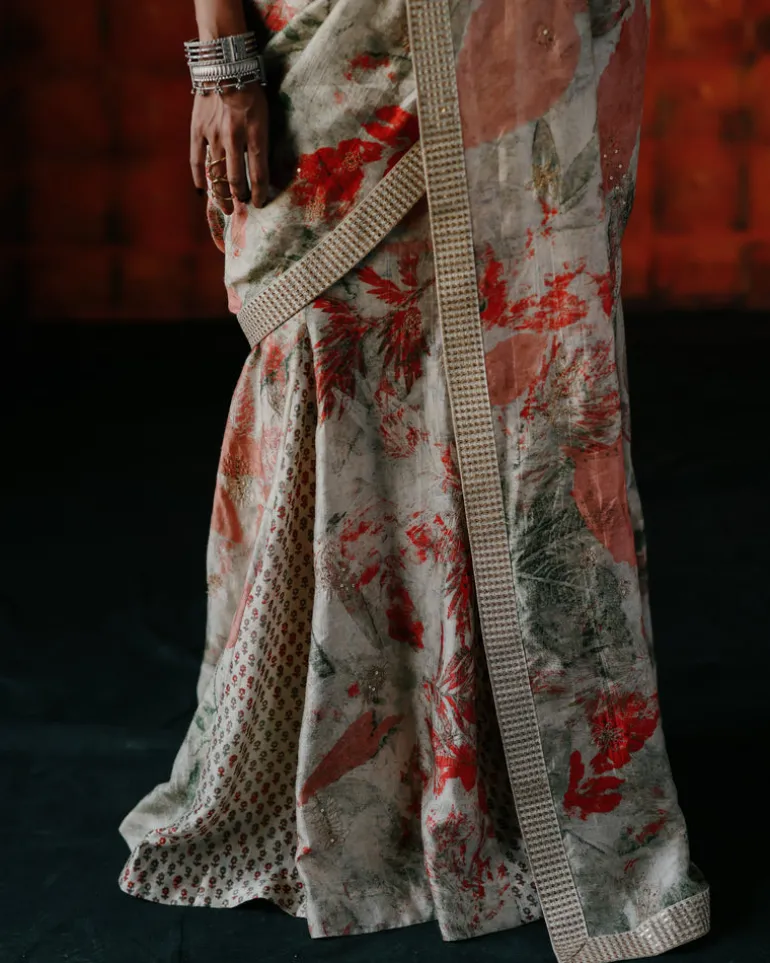 Sonali Pearl Pre Draped Sari Set