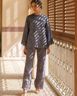 Steel Blue Chinoiserie Co-Ord Set