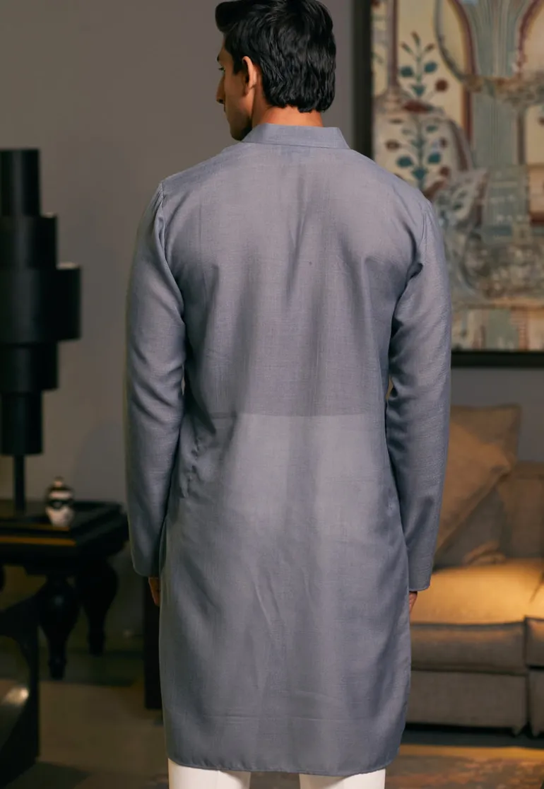 Steel Grey Goe Metallic Kurta Set