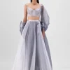 Steel Liquid Mesh Lehenga Set