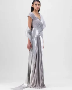 Steel Strata Micro Pleated Sari Set