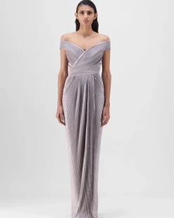 Steel Structured Plisse Gown