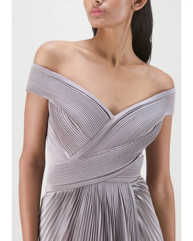 Steel Structured Plisse Gown