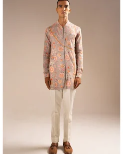 Stone Versailles Cotton Linen Zipper Kurta Pyjama Set
