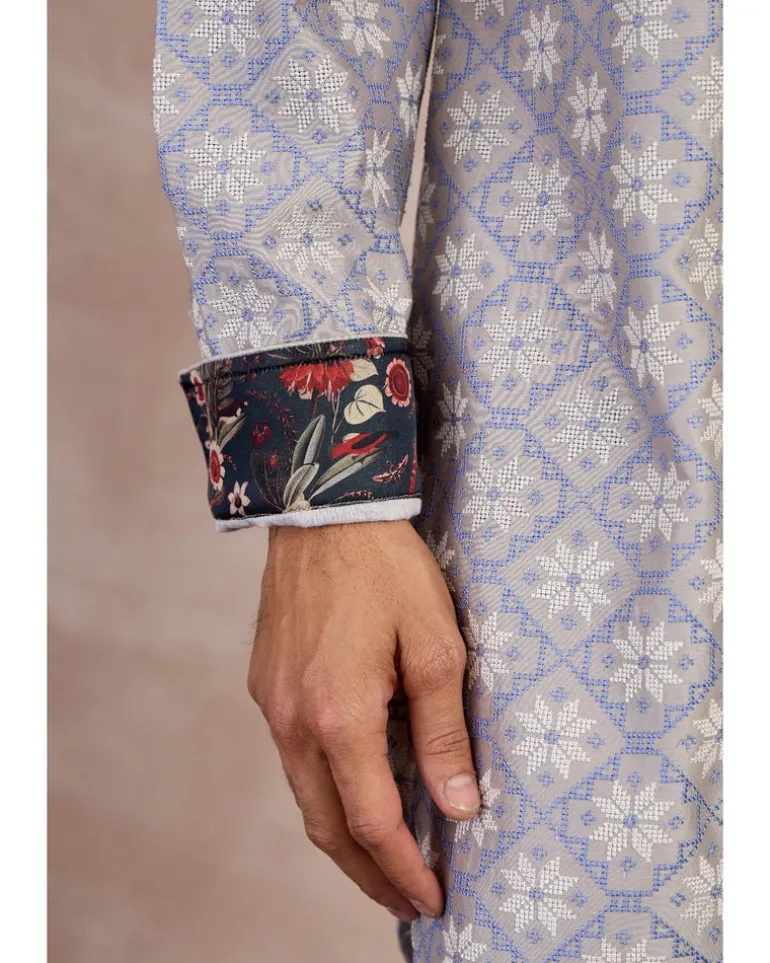 Storm Grey & Persian Violet Kairos Foe Kurta Set