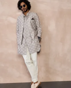 Storm Grey & White Kairos Foe Kurta Set