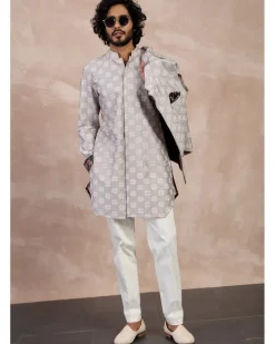 Storm Grey & White Kairos Foe Kurta Set