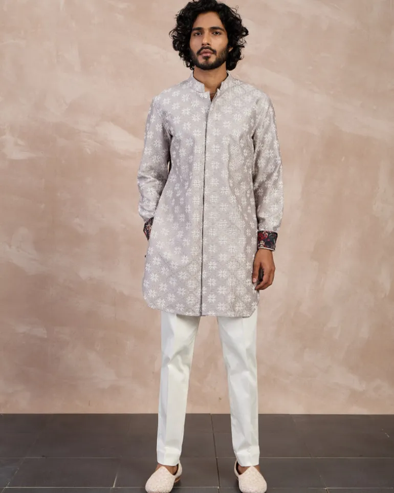 Storm Grey & White Kairos Foe Kurta Set