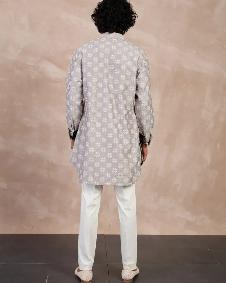 Storm Grey & White Kairos Foe Kurta Set