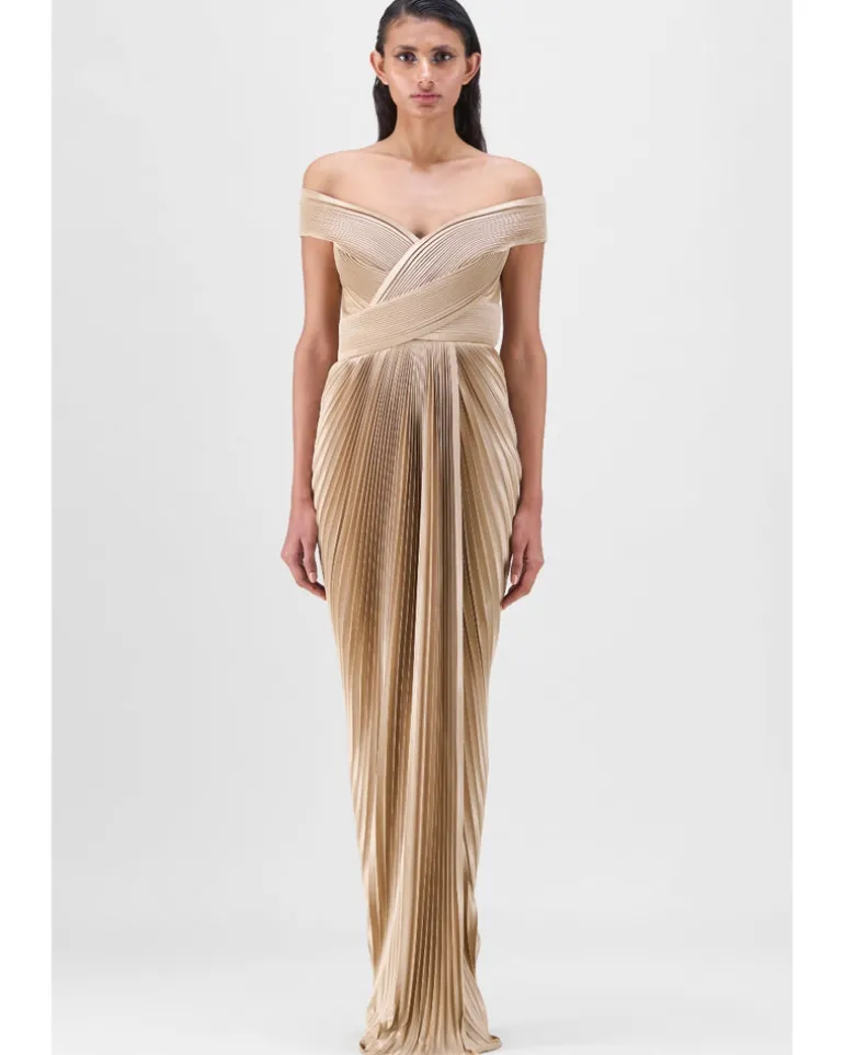 Structured Plissé Gown