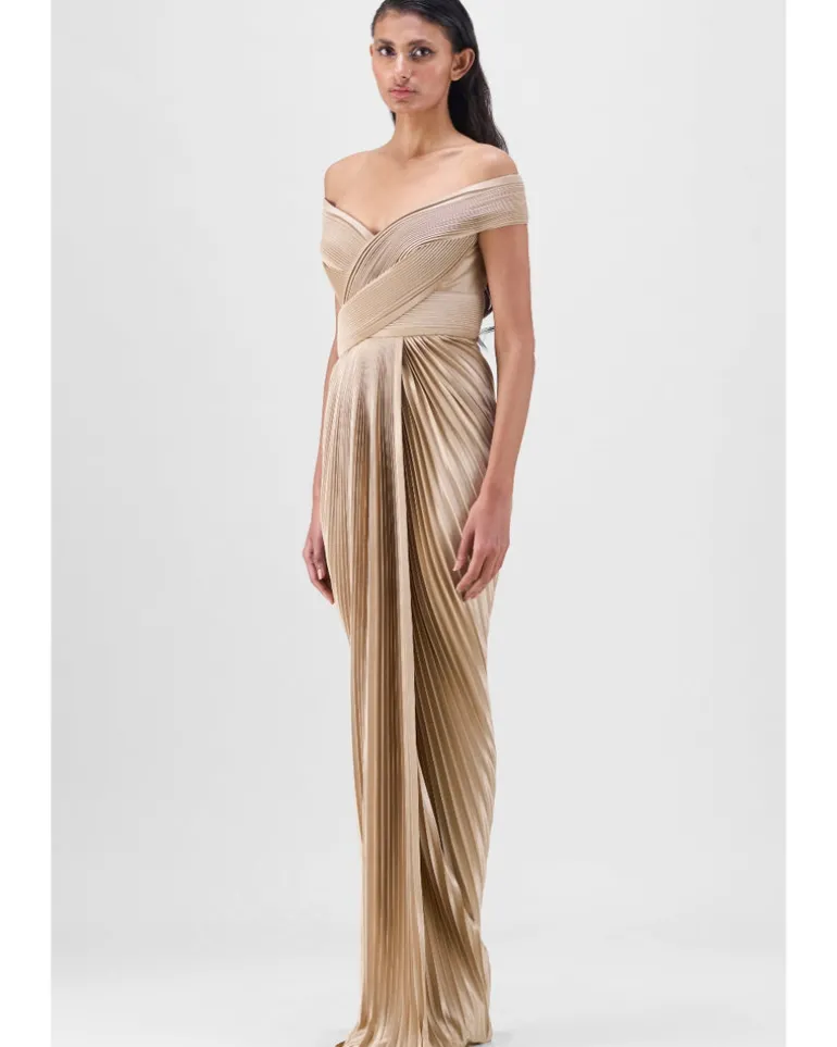 Structured Plissé Gown