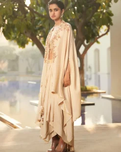 Sucha Ekru Aurora Dhoti Cape Set