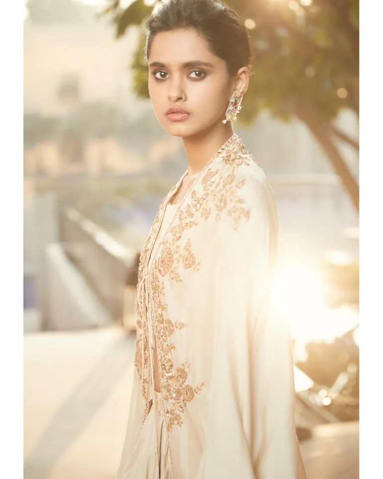 Sucha Ekru Aurora Dhoti Cape Set