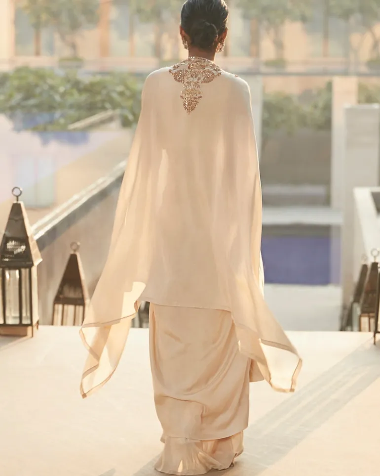 Sucha Ekru Aurora Dhoti Cape Set