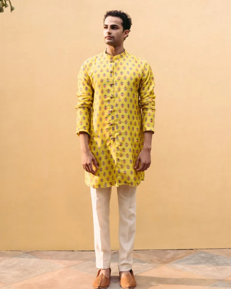 Sunshine Yellow Printed Button Down Kurta Set