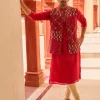 Surkh Laal Kurta Paired With Embroidered Bandi Jacket Paired With Churidar