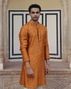 Tangerine Printed Kurta Set