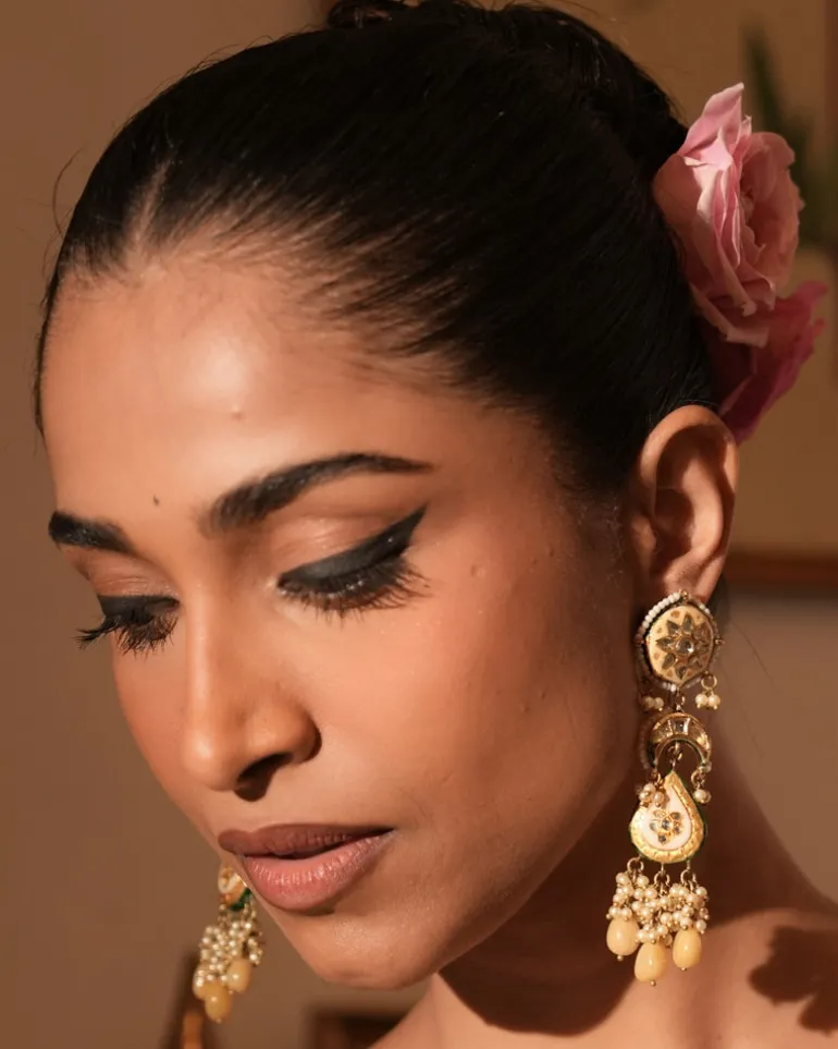 Tapti Yellow Meenakari Earrings