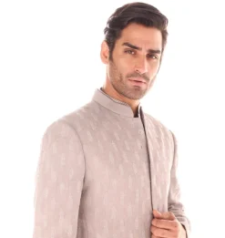 Taupe Ruched Bandhgala