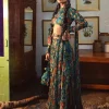 Teal Blue Jaal & Floral Pant Sari