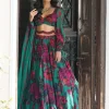 Teal Green Chiffon Floral Lehenga Set
